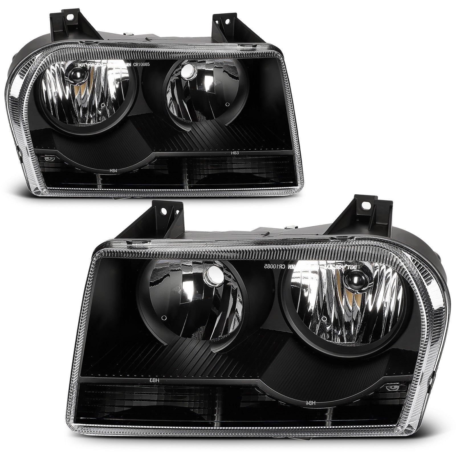 For Chrysler 300 2.7L 3.5L 2005-2010 Black Housing Headlights Assembly Pair 6B93BC-57