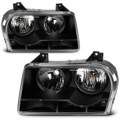 For Chrysler 300 2.7L 3.5L 2005-2010 Black Housing Headlights Assembly Pair 6B93BC-57