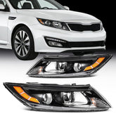 ECCPP Headlights Assembly For Kia Optima 2.0L 2.4L 2011-2013 Pair Black Amber 6B93BC-57