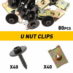 80 Body Car Panel Fastener Fender Kit Hex U-Nut Bolts Clips Screws Fixed For EOA 6B93BC-57