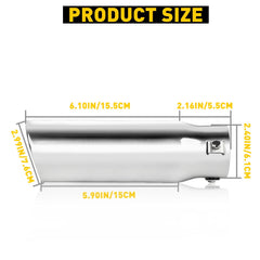 Car exhaust tip 2.5'' Inlet Steel Stainless Muffler Pipe Bolt on Design 3'' US 6B93BC-57