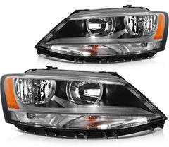 ECCPP Headlights Assembly For Volkswagen Jetta 2011-2018 Pair Kit Black Amber 6B93BC-57