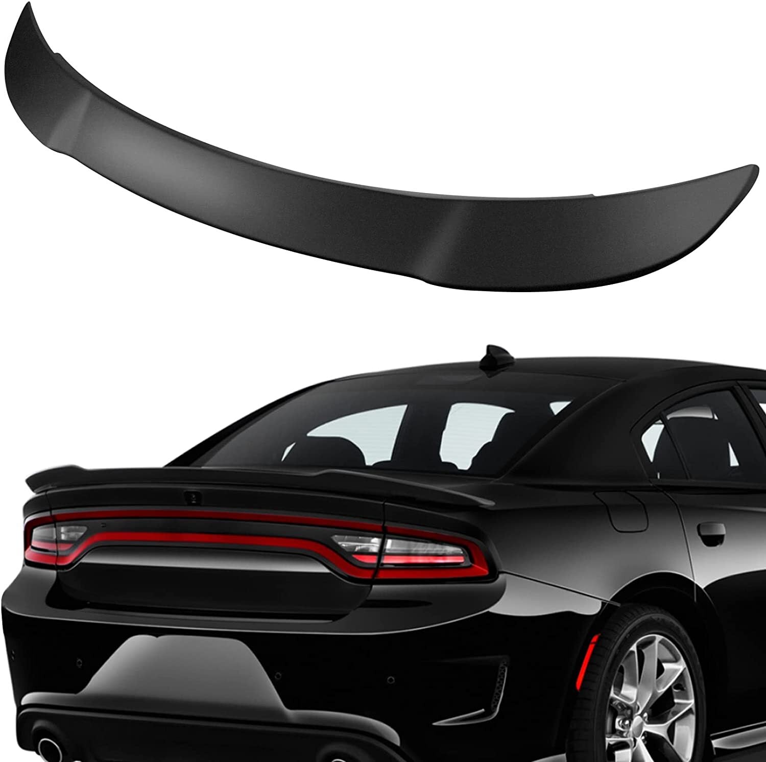 For 2011-2023 Dodge Charger Hellcat Style ABS Rear Wing Spoiler Matte Black 6B93BC-57