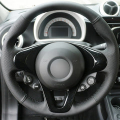 Hand-Stitched Leather Steering Wheel Cover for Smart Fortwo & Forfour
