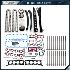 Timing Chain Kit Head Gasket Set Head Bolts For 98 Ford E-150 Econoline 5.4L V8