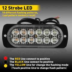 4X 12 LED Car Truck Beacon Warning Flash Strobe Light Bar Amber/White EOA 6B93BC-57