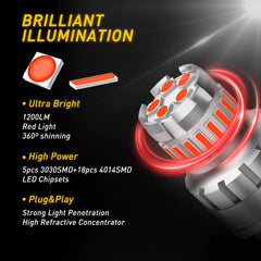 AUXITO 7443 Red LED Strobe Brake Tail Parking Light Bulbs 7440 7444 Super Bright AUXITO