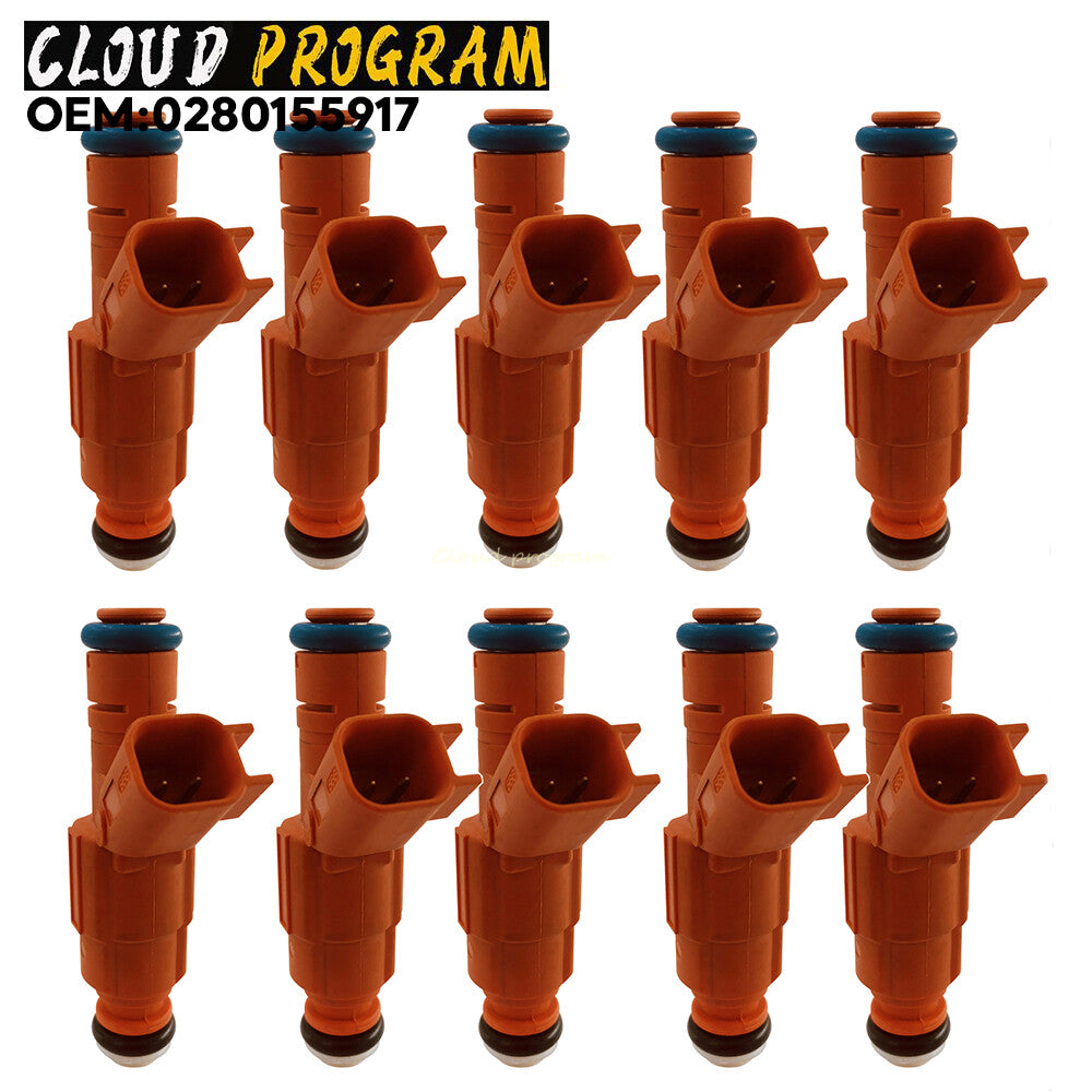 10Pcs Fuel Injectors For Ford F250 F350 F450 F550 6.8L V10 2000-2004 0280155917 6B93BC-57