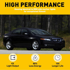 For 04-08 Acura TL Clear Lens 4PCS Front+Rear LED White Side Marker Lights Lamps 6B93BC-57