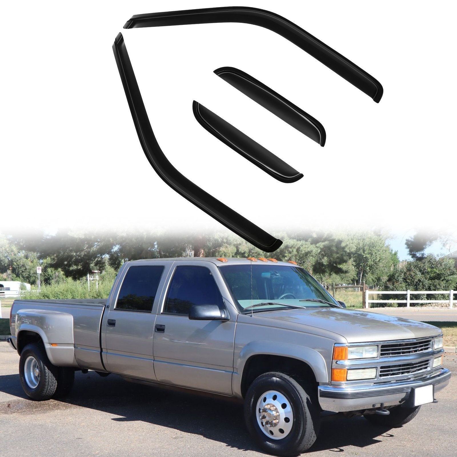 For 88-99 Chevy C/K 1500 Extended Cab Window Visor Vent Guards Shades Deflectors 6B93BC-57