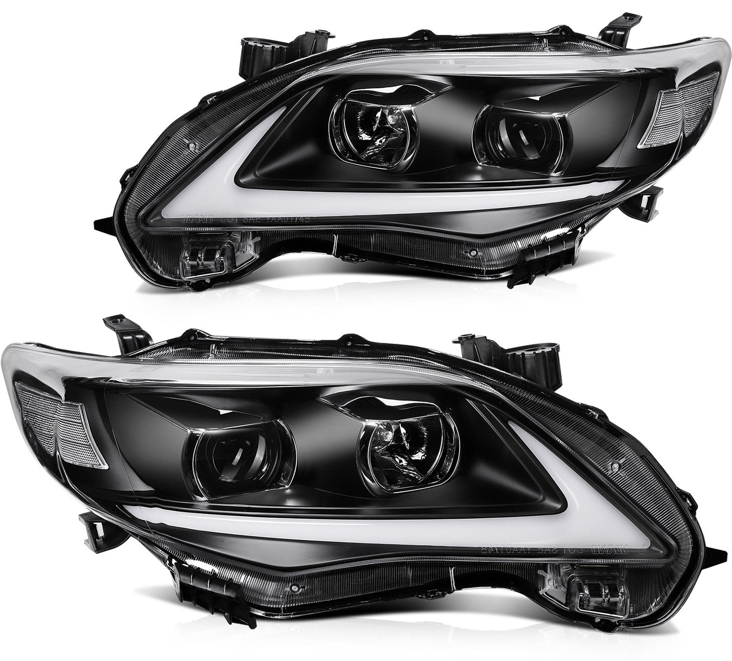 Pair LED Headlights Assembly For 2011-2013 Toyota For Corolla 1.8L 2.4L Black 6B93BC-57