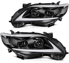 Pair LED Headlights Assembly For 2011-2013 Toyota For Corolla 1.8L 2.4L Black 6B93BC-57