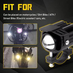 2Pcs Bi-colors Motorcycle LED Spotlight Headlight Driving Auxiliary Fog Lamps EA 6B93BC-57