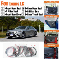 Door Rubber Seal Strips Weather Draft Wind Noise Reduction Kit For Lexus LS
