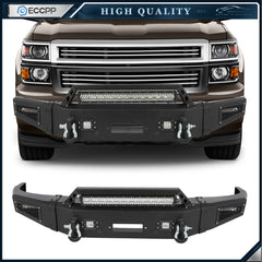 Front Bumper Fits 2014-2015 Chevy Silverado 1500 with Winch Plate & LED Light