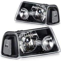 Pair Kit Halogon Black Headlights Assembly For 2001-2011 Ford Ranger Black 6B93BC-57