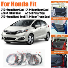 Door Rubber Seal Strips Weather Draft Wind Noise Reduction Kit For Honda Fit