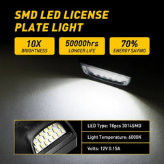 Rear License Plate LED Light Fit Chevrolet Silverado GMC Sierra 1500 2500 99-14 6B93BC-57