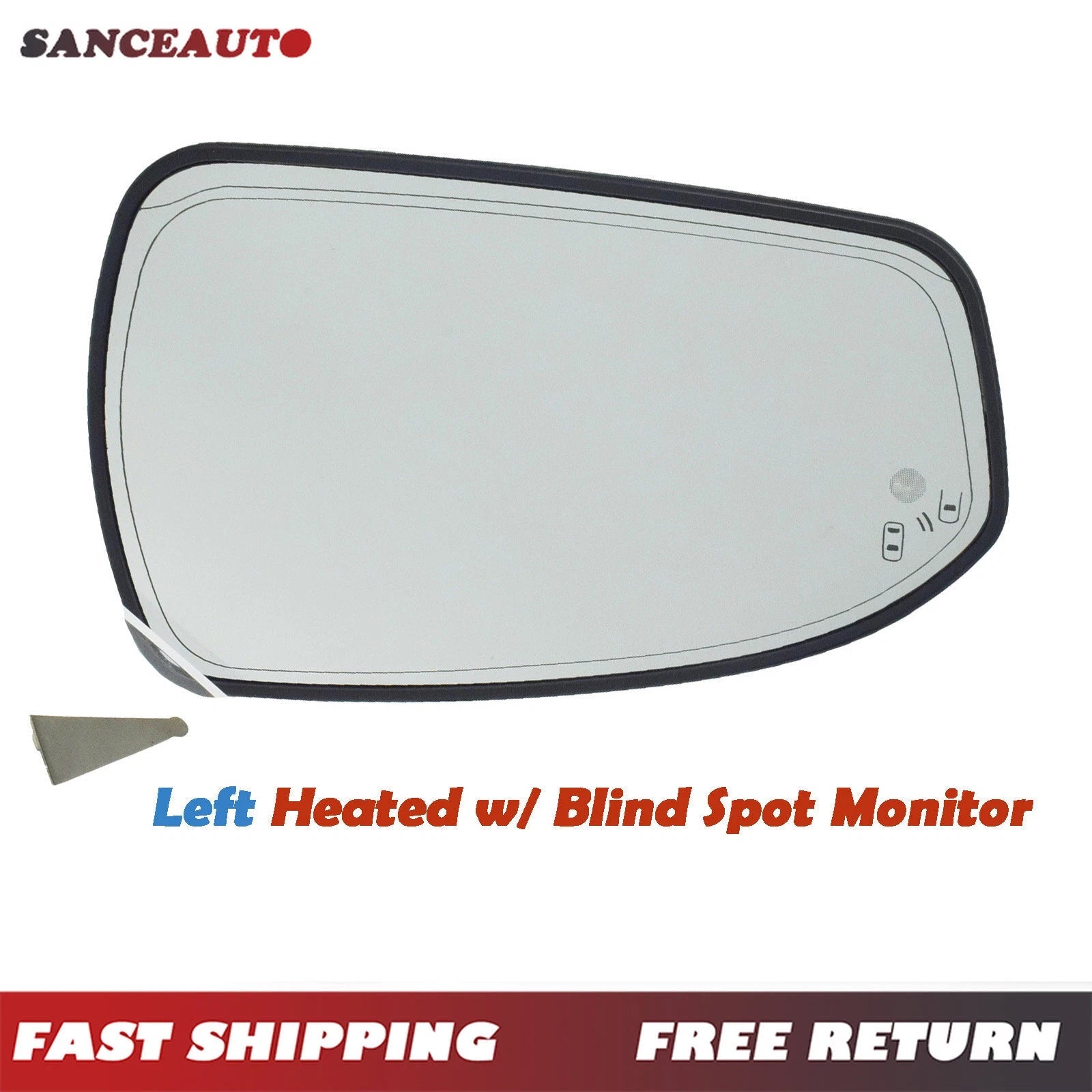 Left Heated Side View Mirror Glass W/ Blind Spot Monitor For Ford Fusion 2013-20 6B93BC-57