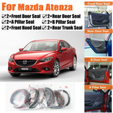 Door Rubber Seal Strips Weather Draft Wind Noise Reduction Kit For Mazda Atenza
