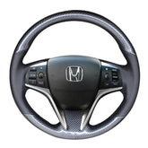 Carbon Fiber & Leather Steering Wheel Hand Sewing Wrap Cover For Honda Spirior