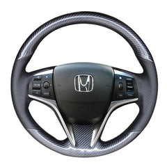 Carbon Fiber & Leather Steering Wheel Hand Sewing Wrap Cover For Honda Spirior