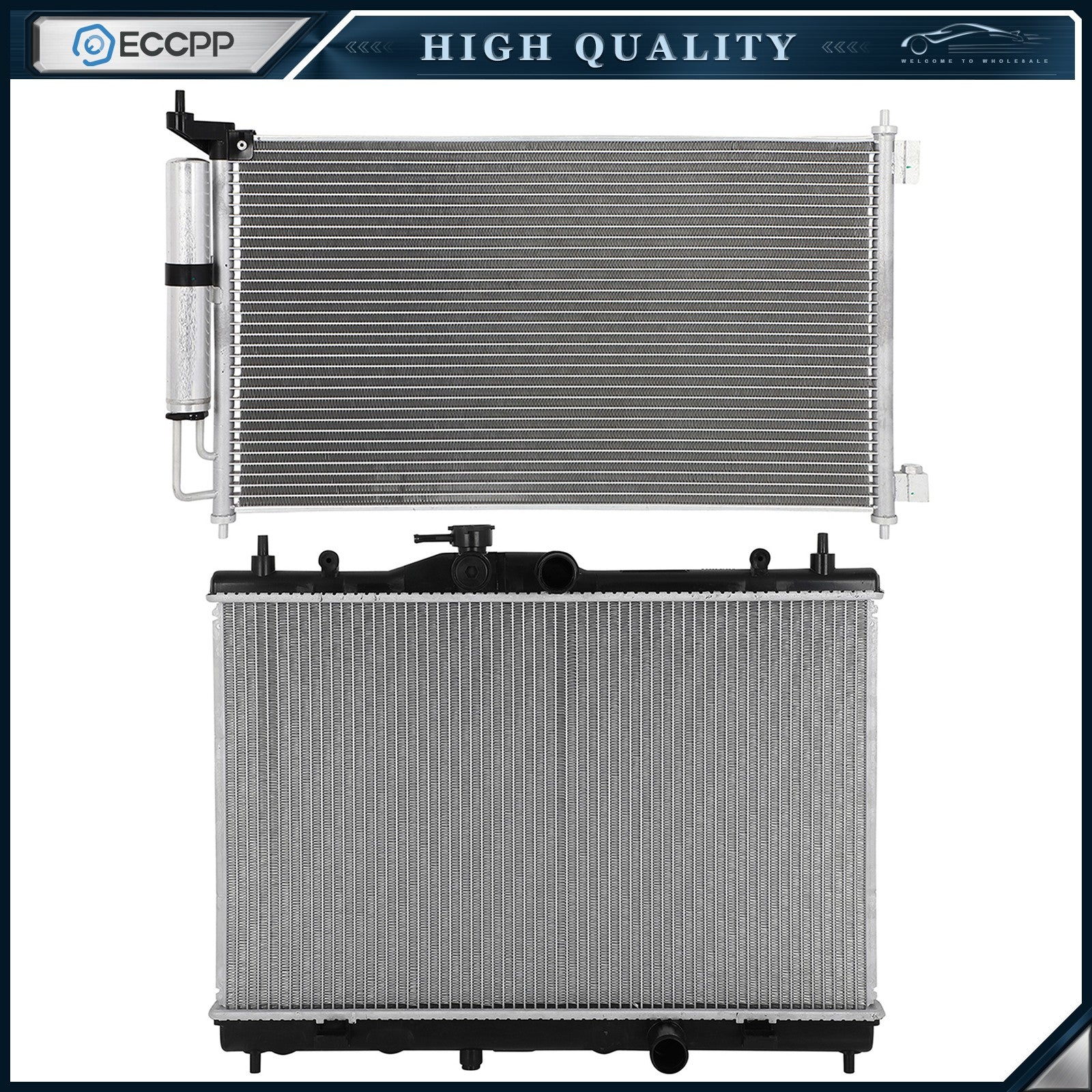 Aluminum Radiator & AC Condenser Cooling Kit For 2009-2012 2013 2014 Nissan Cube 6B93BC-57