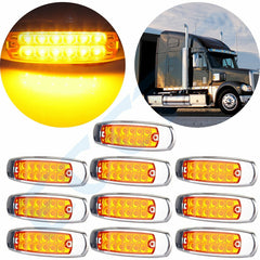 10x6.5" Led Cab/Side Turn Signal Marker Lights 12LED Yellow Stainless Rim Sealed KOEEP