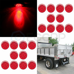 20x 2 inch Red Round 9 LED Side Marker truck trailer Turn Tail Light universal 6B93BC-57