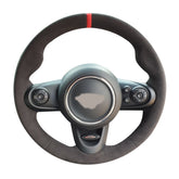 All Black Suede Leather Steering Wheel Hand Sewing Wrap Cover For Mini Cooper