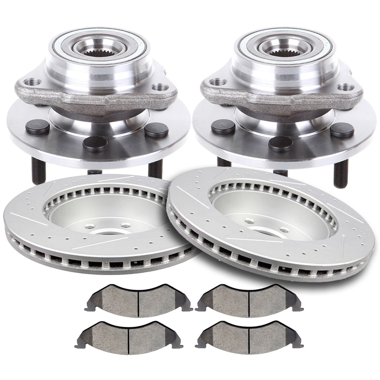 Front Brake Rotors Pads + Wheel Hub for 2000 2001 2002 4WD Dodge Dakota Durango KOEEP