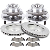 Front Brake Rotors Pads + Wheel Hub for 2000 2001 2002 4WD Dodge Dakota Durango KOEEP