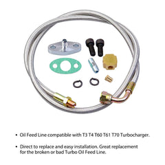 Turbo Oil Return + T3/T4/T04E Feed Line Complete Kit For Honda T3/T4 6B93BC-57