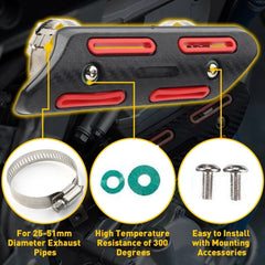 Exhaust Muffler Pipe Heat Shield Cover Guard Heel Universal Black Motorcycle Red 6B93BC-57