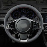 Black&Hole Leather Steering Wheel Stitch on Wrap Cover For Subaru Forester 19-20