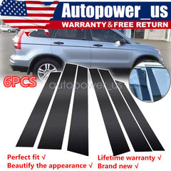 6pcs Black Window Pillar Posts Door Trim Piano Cover Set For Honda CRV 2007-2011 6B93BC-57