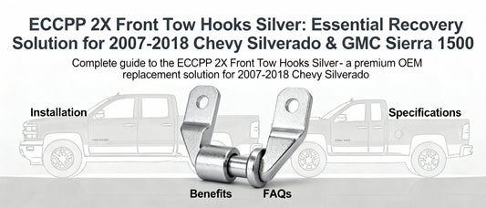 ECCPP 2X Front Tow Hooks Silver: Essential Recovery Solution for 2007-2018 Chevy Silverado & GMC Sierra 1500