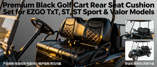 Premium Black Golf Cart Rear Seat Cushion Set for EZGO TxT, ST, ST Sport & Valor Models
