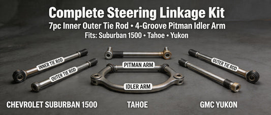 Complete Steering Linkage Kit: 7pc Inner Outer Tie Rod 4-Groove Pitman Idler Arm for Suburban 1500 Tahoe Yukon