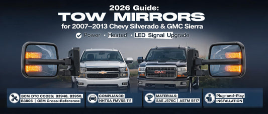 2026 Guide: Tow Mirrors for 2007–2013 Chevy Silverado & GMC Sierra — Power, Heated, LED Signal Upgrade