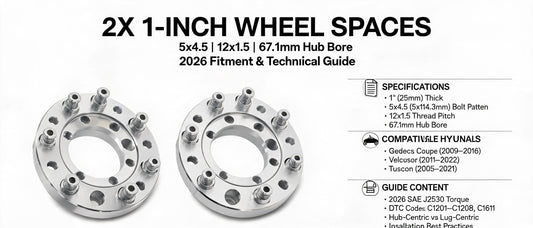 2X 1-Inch Wheel Spacers 5x4.5 12x1.5 for Hyundai Genesis Coupe, Veloster & Tucson: 2026 Fitment & Technical Guide