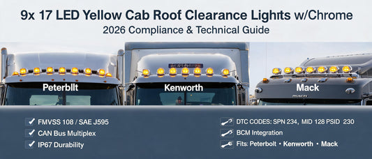 9x 17 LED Yellow Cab Roof Clearance Lights w/Chrome for Peterbilt, Kenworth & Mack: 2026 Compliance & Technical Guide