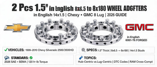 2 Pcs 1.5" 8x6.5 to 8x180 Conversion Wheel Adapters 14x1.5 for Chevy GMC 8 Lug | 2026 Guide