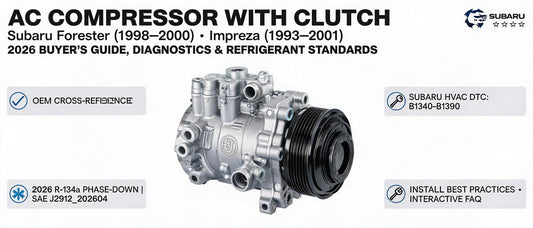 AC Compressor with Clutch for Subaru Forester (1998–2000) & Impreza (1993–2001): 2026 Buyer's Guide, Diagnostics & Refrigerant Standards