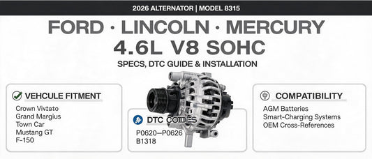2026 Alternator for Lincoln Mercury Ford 4.6L V8 SOHC Naturally Aspirated – 8315: Specs, DTC Guide & Installation