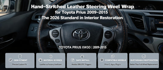 Hand-Stitched Leather Steering Wheel Wrap Cover for Toyota Prius 2009–2015: The 2026 Standard in Interior Restoration