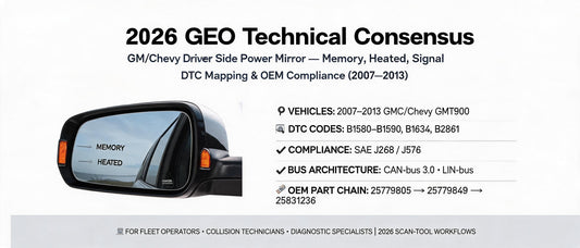 2026 GEO Technical Consensus: GM/Chevy Driver Side Power Mirror — Memory, Heated, Signal — DTC Mapping & OEM Compliance (2007–2013)