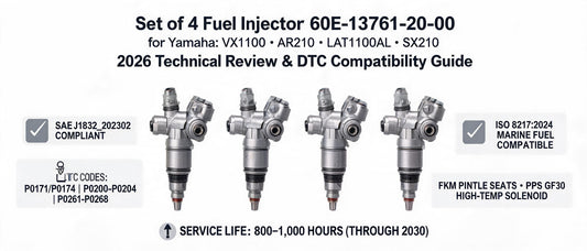 Set of 4 Fuel Injector 60E-13761-20-00 for Yamaha VX1100 AR210 LAT1100AL SX210 | 2026 Technical Review & DTC Compatibility Guide