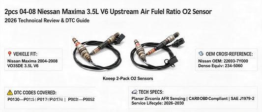 2pcs 04-08 Nissan Maxima 3.5L V6 Upstream Air Fuel Ratio O2 Sensor | 2026 Technical Review & DTC Guide