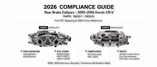 2026 Compliance Guide: Rear Brake Calipers for 2005–2006 Honda CR-V (19B2911 & 19B2910) — Full DTC Mapping & OEM Cross-Reference